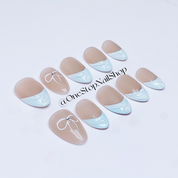 Baby Blue, Short Almond Shape Blue Frech TIp